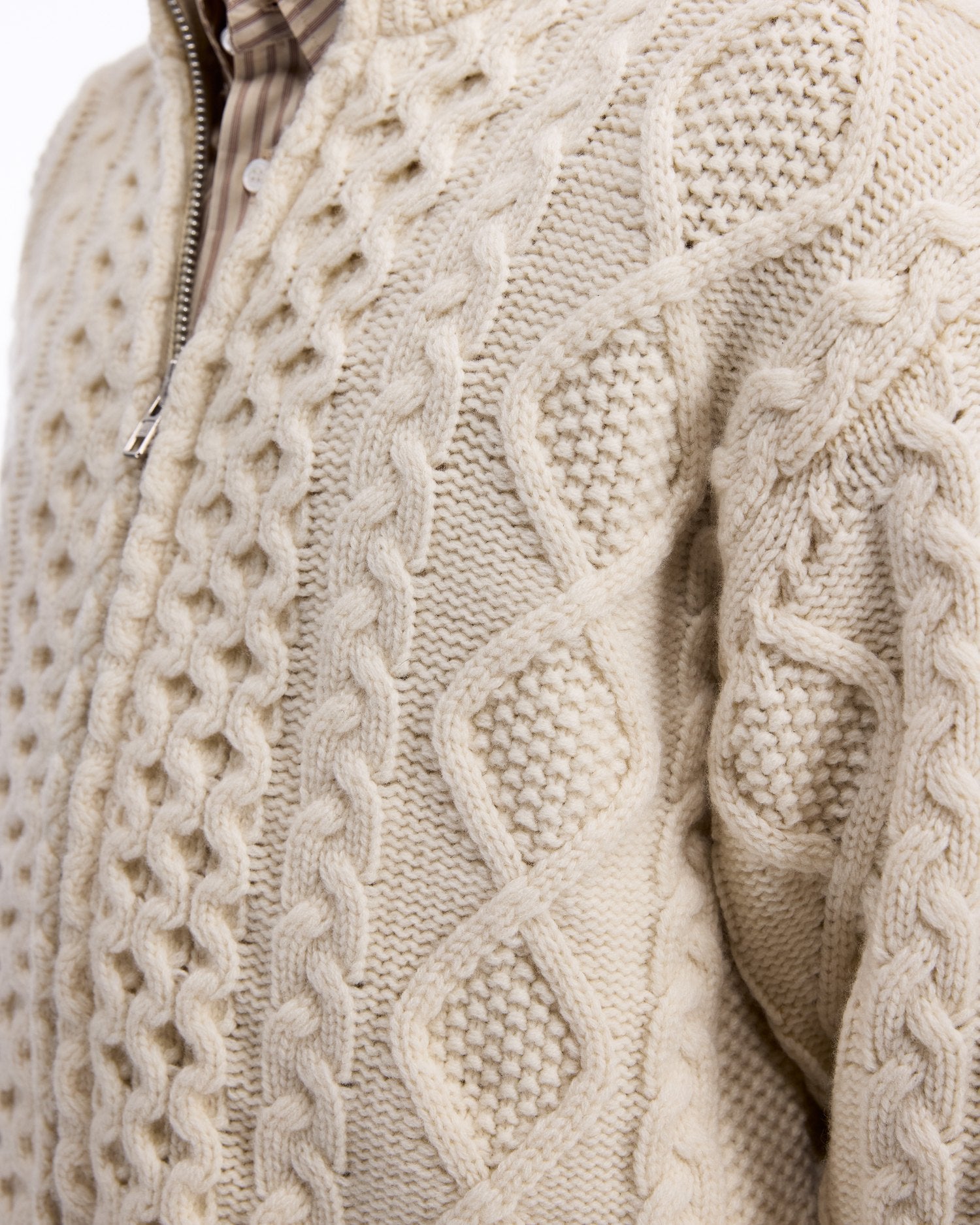 vowels | Cable Knit Zip-Up Sweater