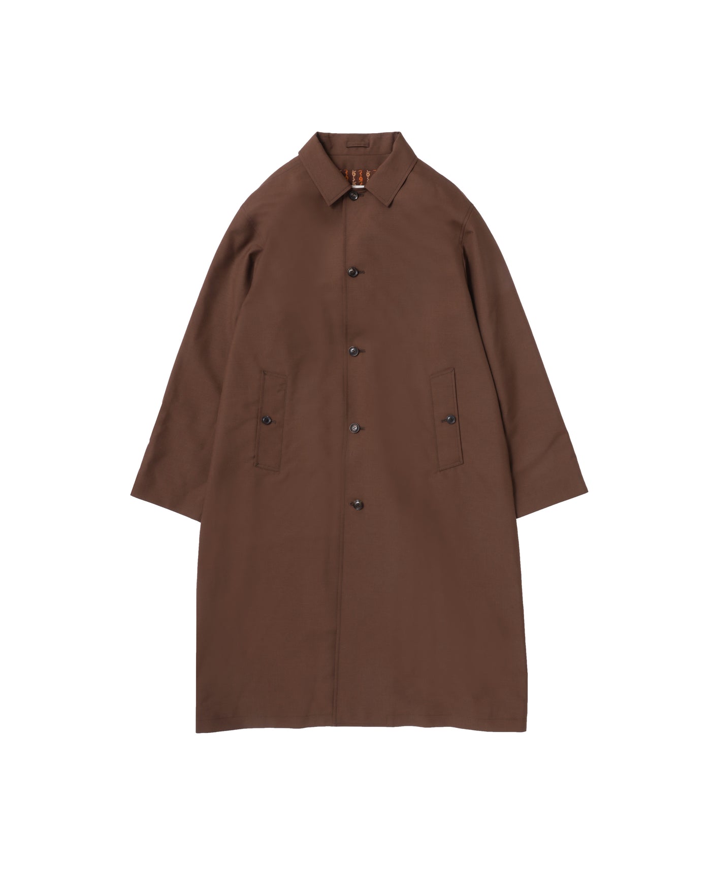 Front view of Split Raglan Coat in Brown