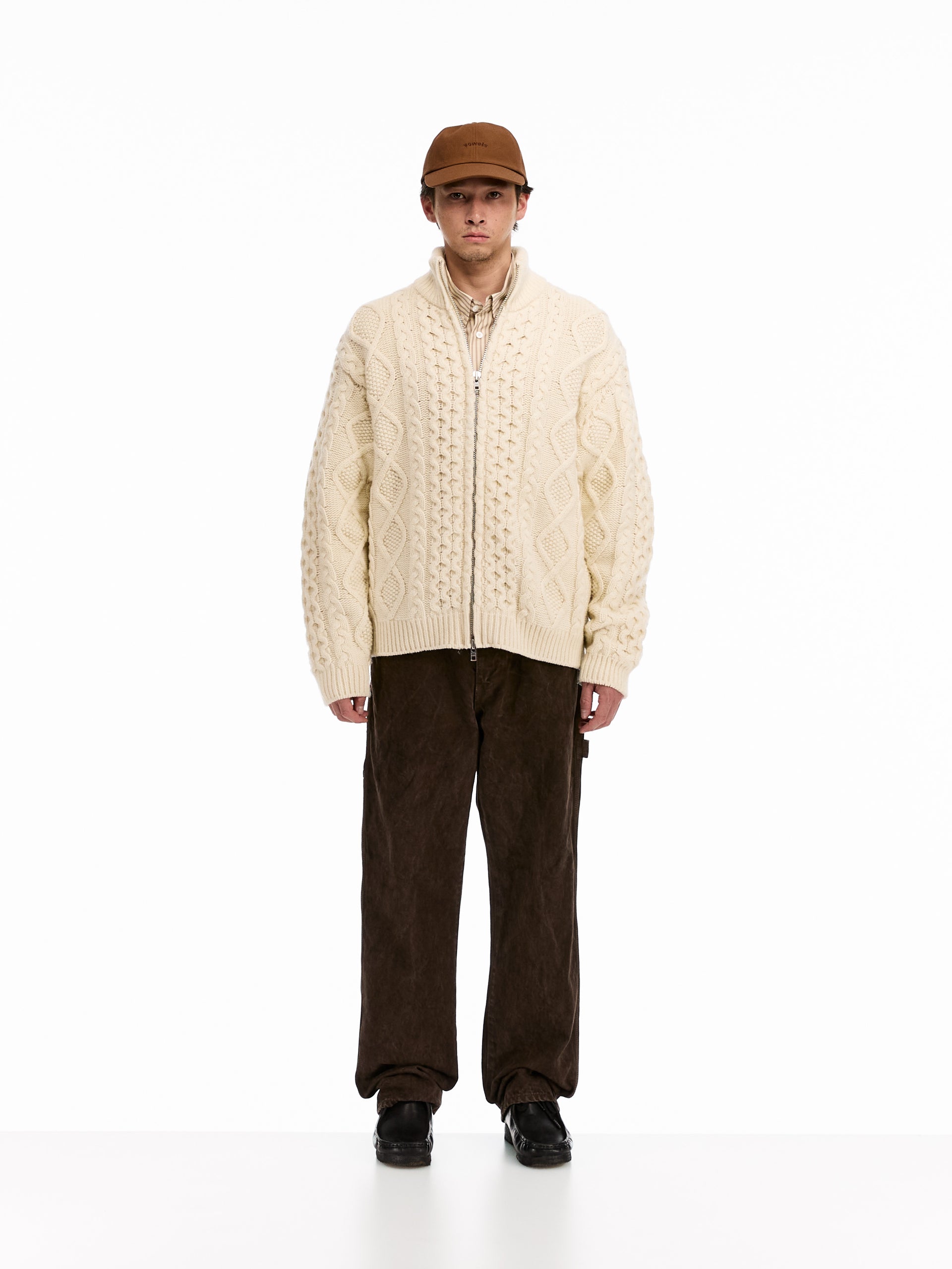 vowels | Cable Knit Zip-Up Sweater