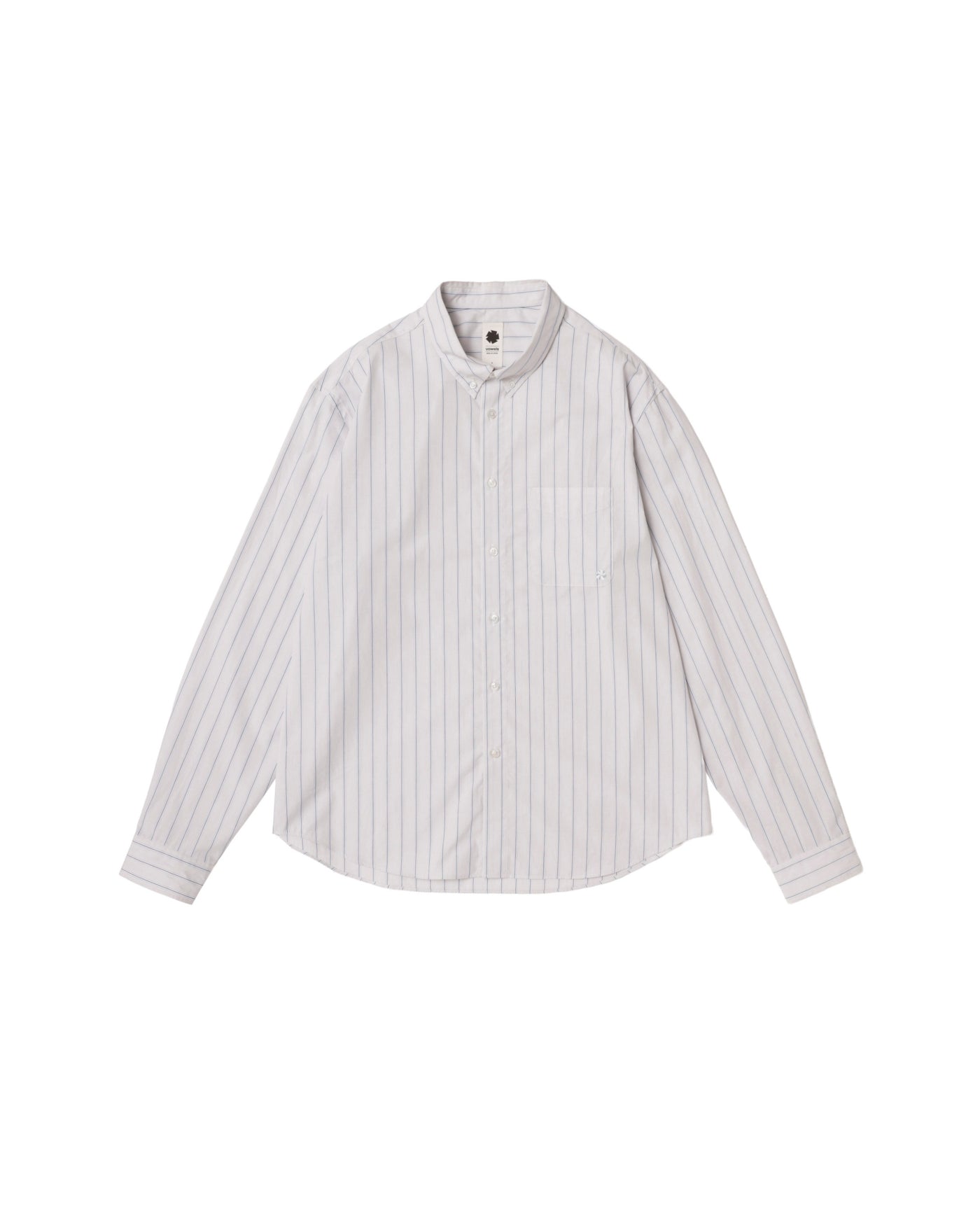 Front view of Long Sleeve Striped Button Down Shirt in Grey