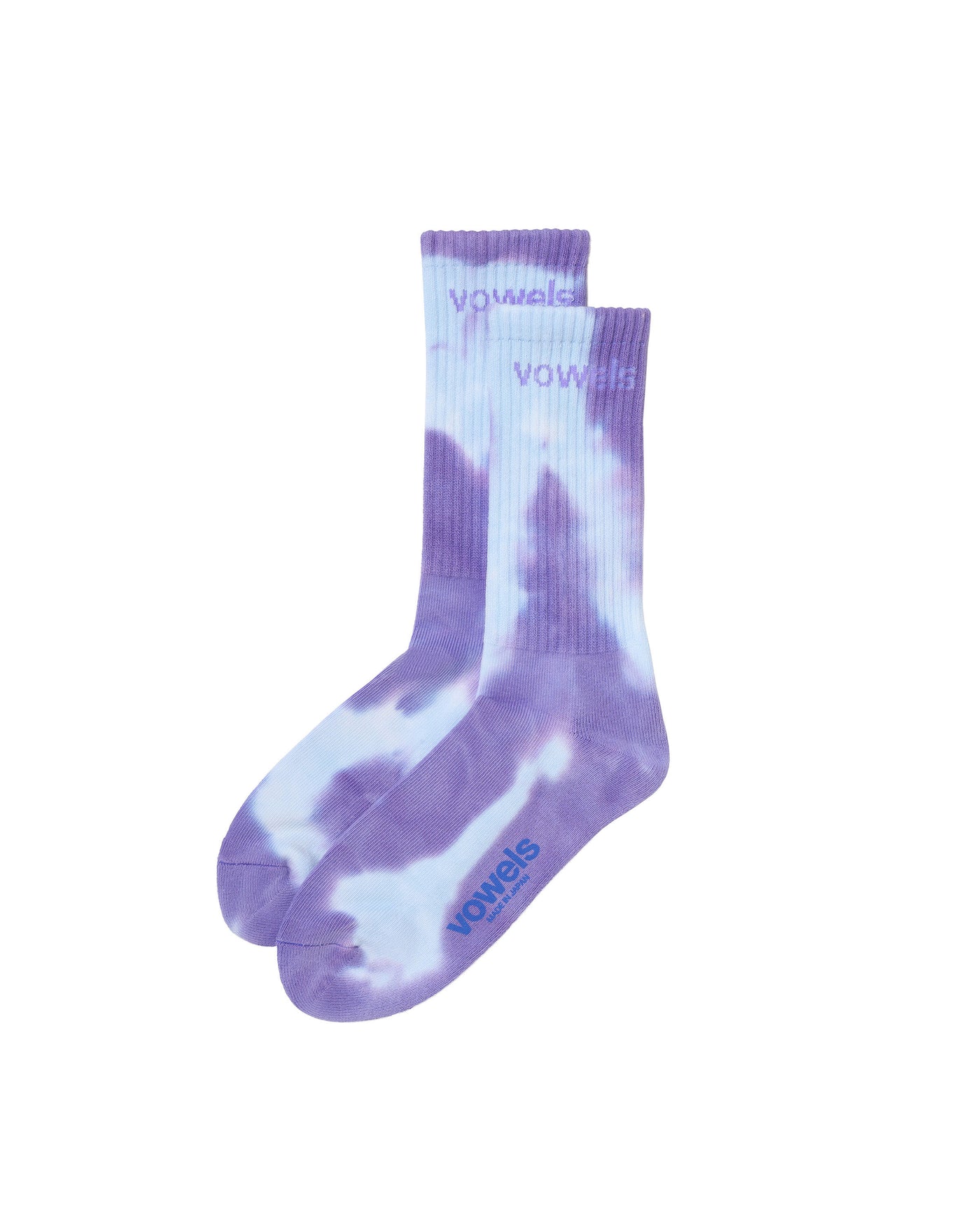 Front view of Dyed Socks in Seafoam/Purple