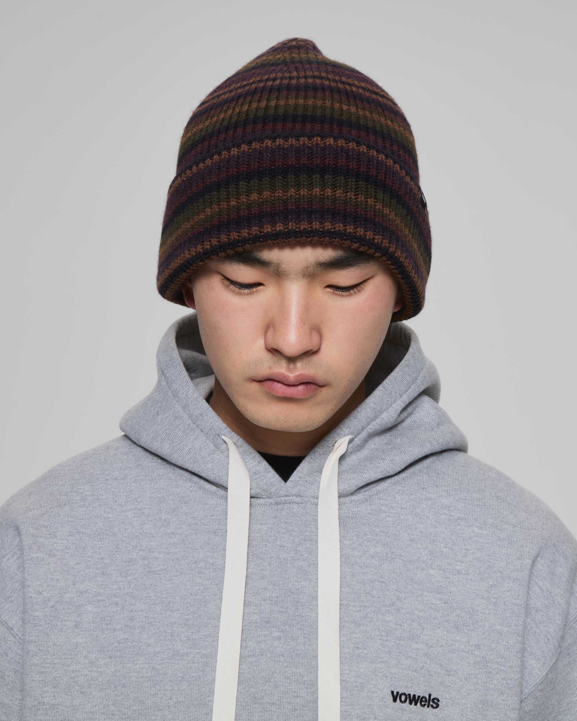 vowels | Striped Wool Blend Beanie display picture 2