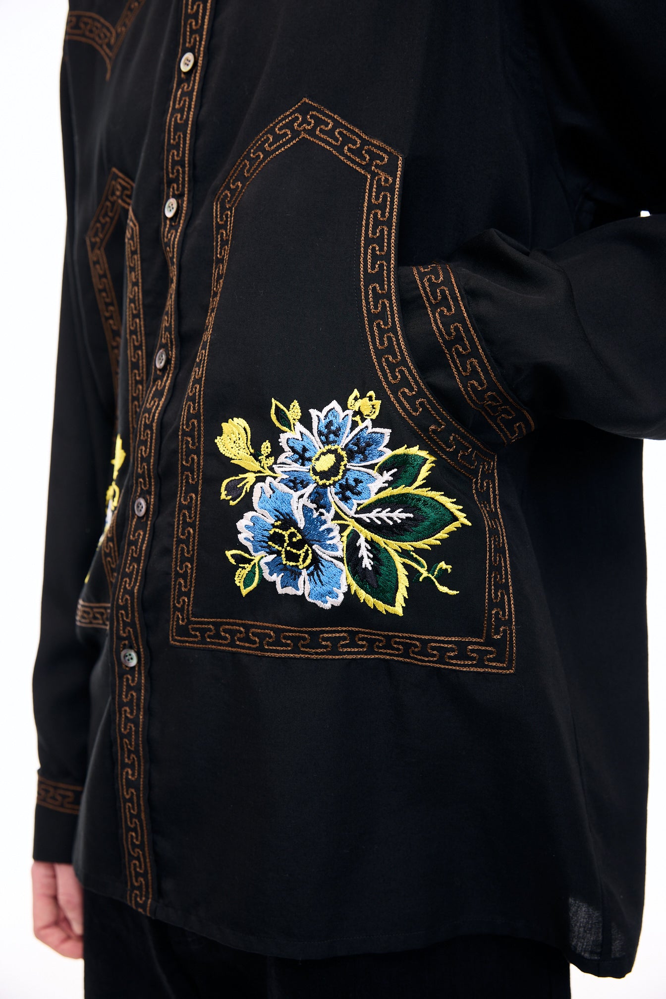 vowels | Floral Embroidered Shirt