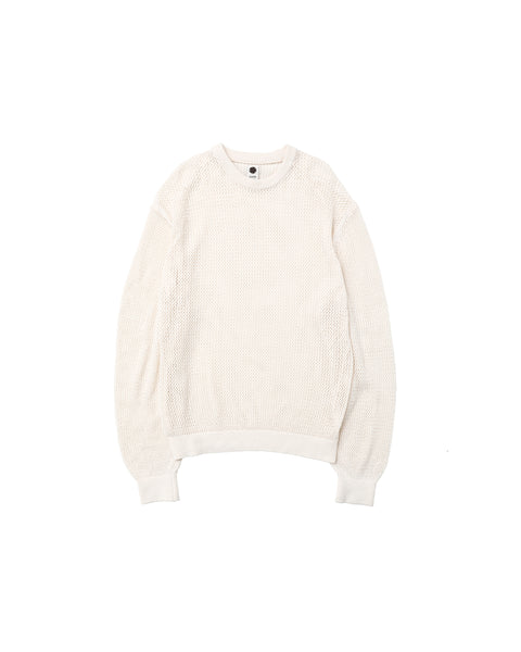 BRIEFING - BRIEFING MS CREW NECK KNIT ホワイトM vowels | Cotton Mesh Knitted Crewneck